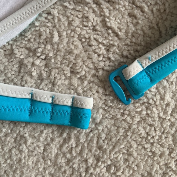 VS Pink Blue Seafoam White Trim Cage Front Strappy Bikini Top - Picture 5 of 7